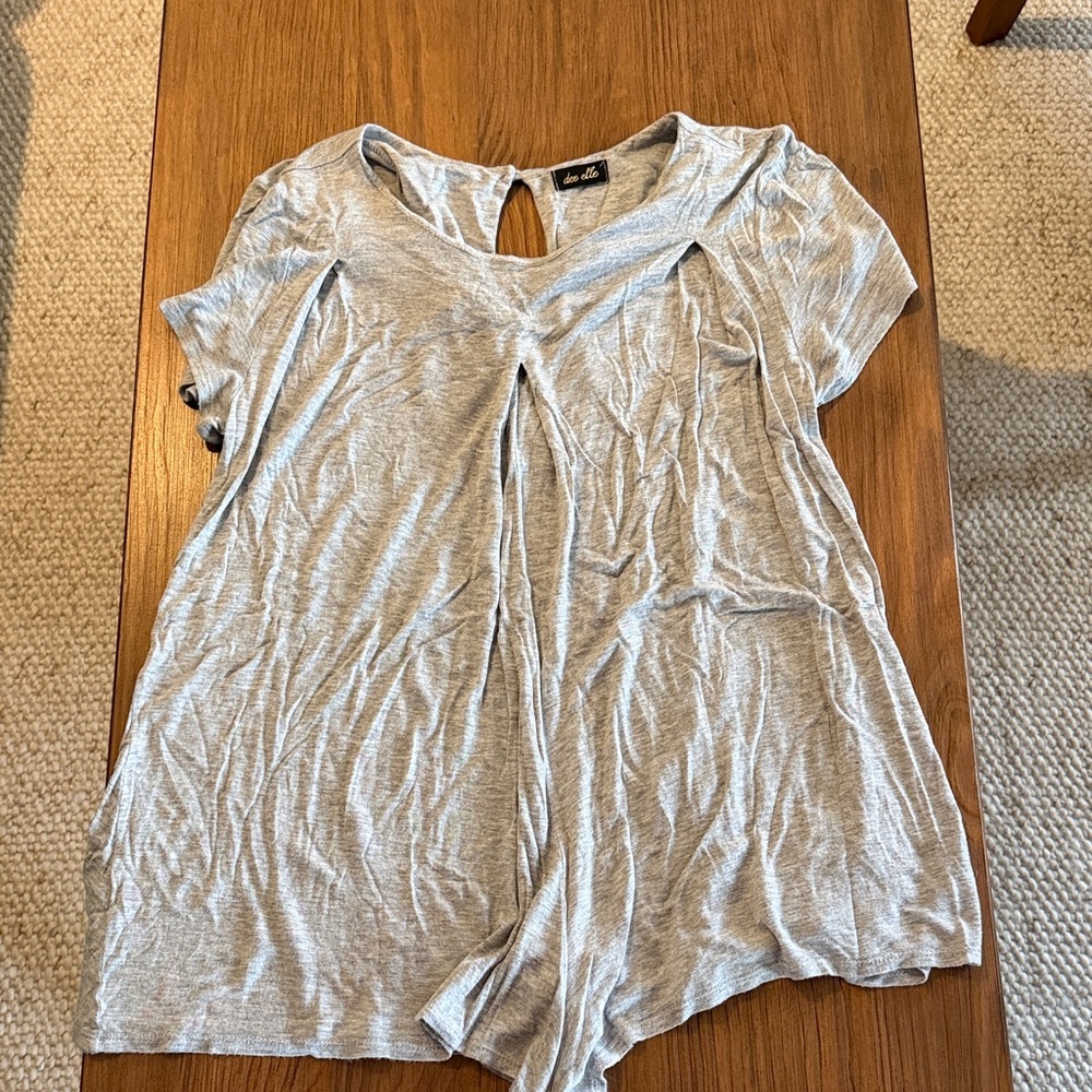Basic Editions Light Gray Short Sleeve Romper